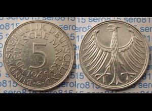 5 DM Silber-Adler Silberadler Münze 1965 G Jäger 387 BRD (p055