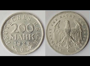 200 Mark Deutsches Reich Jäger Nr. 304 1923 G