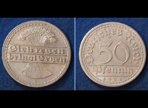 50 Pfennig Weimarer Republik 1921 A Jäger 301 (n376