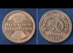 50 Pfennig Weimarer Republik 1921 G Jäger 301 (n381