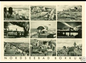 AK Nordseebad Borkum Kupfertiefdruck 9er Ansicht (2265