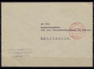 Künzelsau Gebühr bezahlt rot nach Crailsheim 1946 (b331