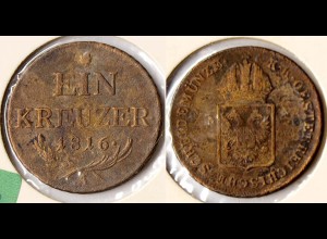 Österreich - Austria - 1 Kreuzer 1816 A Franz II. 1792-1835 selten (r719