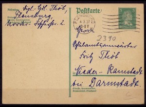 Flensburg Maschinenstempel 1927 nach N.-Ramstadt (b981