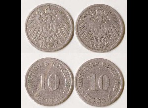 10 Pfg. Kaiserreich EMPIRE 1890 G + J, Jäger 13 (688