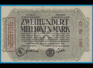 Kreuznach - Notgeld 200 Millionen Mark 1923 4-stellig m.Aufdruck (18954