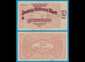 Reichsbahn Karlsruhe - 20 Millionen Mark Banknote 1923 VF (19188