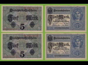 Darlehnskassenschein 5 MARK Nummernpaar 8-stellig 1917 Ros.54 b aUNC (19490