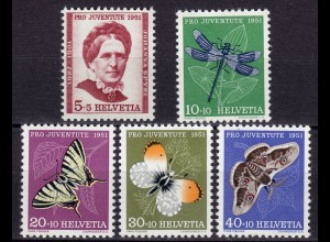 Schweiz Mi. 561-565 postfrisch Pro Juventute 1952 Insekten (11229