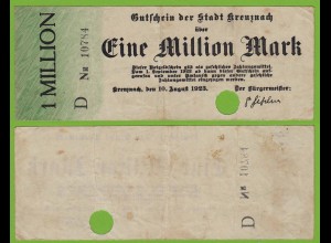 Kreuznach - Notgeld 1-Million Mark 1923 Serie D Nr. 5-stellig F (19551