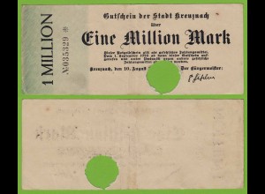 Kreuznach - Notgeld 1-Million Mark 1923 6-stellig Starnote F/VF (19555