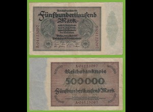 Reichsbanknote - 500000 500.000 Mark 1923 Ros. 87b F (19557