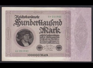 Reichsbanknote - 100000 100.000 Mark 1923 Ros. 82d Pick 83 XF (19654