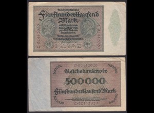 Reichsbanknote - 500000 500.000 Mark 1923 Ros. 87b F/VF Pick 88a (19662