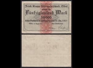 Krupp Essen 50 Tausend Mark Gutschein/Banknote 1923 VF (19990