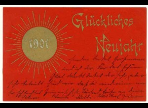 AK Glückliches Neujahr 1901 in rot Golddruck (2961