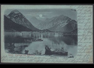 AK Österreich Mondschein Litho Pertisau am Achensee Tirol 1900 (20274