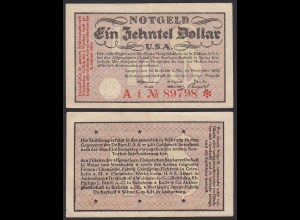 Biebrich 1/10 Dollar USA Banknote 1923 Wertbestaendiges Notgeld Starnote (20410