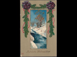 AK Fröhliche Weihnachten Prägedruck 1909 (20456