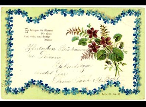 AK Blumen Prägedruck Spruch und Grusskarte 1912 (2846