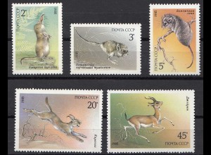 Russia - Soviet Union 1985 Mi.5537-5541 Protected animals MNH set (83025