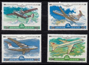 Russia - Soviet Union 1979 Mi.4843-4846 Aeroflot aircraft MNH set (83011