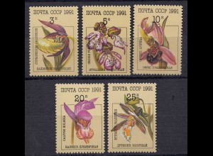 Russia - Soviet Union 1991 Mi. 6192-96 Orchideen Orchids MNH set (83015