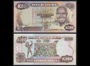 SAMBIA - ZAMBIA 500 Kwacha Banknote (1991) UNC Pick 35 (21126