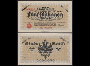 Rheinland - Köln 5 Millionen Mark Notgeld B 1923 US Adenauer aUNC (1-) (20005
