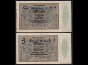 Reichsbanknote - Paar 500000 500.000 Mark 1923 Ros. 87b VF laufende Nummer
