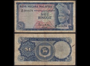 Malaysia 1 Ringgit Banknote 1967/72 Pick 1a F (4) (21538