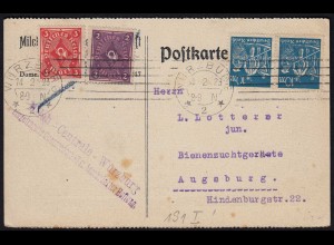 Deutsches Reich Infla Karte geprüft 1923 mit 191 I u.weitere (21661