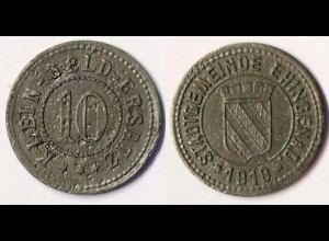 Germany - Ehingen City 10 Pfennig Notgeld 1918 war money zinc (r1022