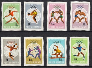 Romania 1968 Olympics Mexico Sc 2030-2037 set mint never hinged (22103