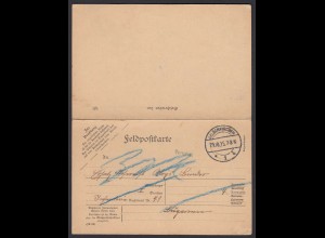 DR Feldpost-Karte mit Antwortkarte Doppelkarte 1915 (22152