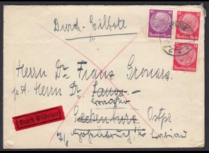 3.Reich Eilboten Brief 1940 Mif. Hindenburg 12 + 40 Pfg Ak.Seckenburg (22200