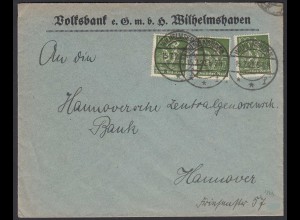Wilhelmshaven 1922 Infla Brief Mehrfachfrankatur 187 n.Hannover (22217