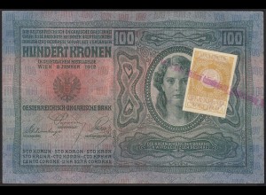 Österreich/Ungarn 100 Kr. Jugoslawien ex Staaten mit Stempel und Briefmarke