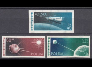 Polen - Poland 1959 Raumfahrt SPUTNIK Michel 1127-29 B postfrisch (22419