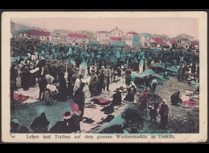 AK Skopje = Ueskueb Treiben auf Wuchenmarkt Feldpost 1917 (20579