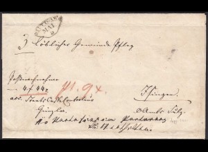 Württemberg Brief Doppelverwendung 1855 Rosenfeld/Stuttgart (20593
