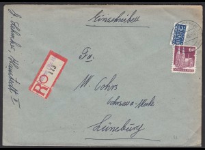 1949 R-Brief Provisorischer R-Zettel Uelzen - Lüneburg (20616