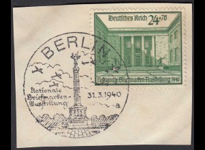 3.Reich WW2 1940 National Stamps Exhibition Mi.743 SST Briefstück (22244