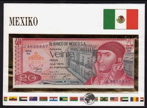 Mexiko - Mexico 20 Pesos Banknotenbrief der Welt UNC 1977 (15498