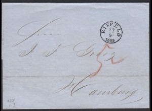 Thurn und Taxis 1858 Brief Eisfeld nach Hamburg über Meiningen (16004