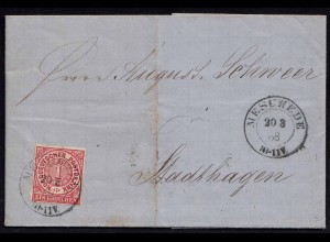 NDP - 1868 Brief 1 Gr. aus Meschede nach Stadthagen mit Inhalt (22988
