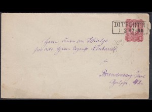 DR 10 Pfennig Ganzsachen Umschlag DITFURTH nach BRANDENBURG (23021