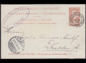 Belgien - Belgium 1896 Ganzsache Postal Stationery Anvers - Dresden (22790
