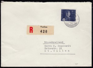 Liechtenstein R-Brief 1949 nach St.Gallen Mi. 261 (23032