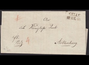 HANNOVER 1825 Brief CELLE L2 nach ARTLENBURG (15951